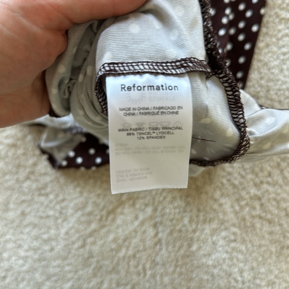 Reformation NWT Nevada Brown Dot Mini Dress size small - Picture 9 of 9